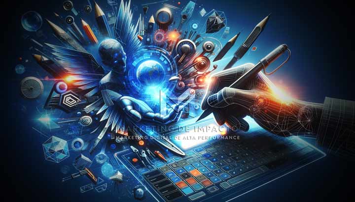 Descubra As Surpreendentes Tendências do Design Gráfico 2024 que Estão Mudando Tudo! 10 Imagem futurista representando as novas tecnologias e ferramentas no design gráfico 2024.