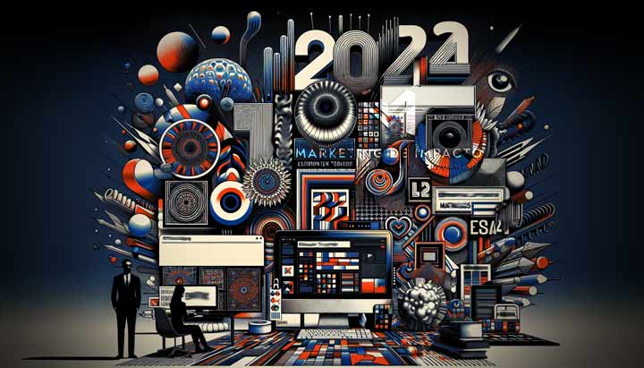 Descubra As Surpreendentes Tendências do Design Gráfico 2024 que Estão Mudando Tudo! 9 Representação visual das tendências do design gráfico 2024, incluindo estilos inovadores e expressivos.